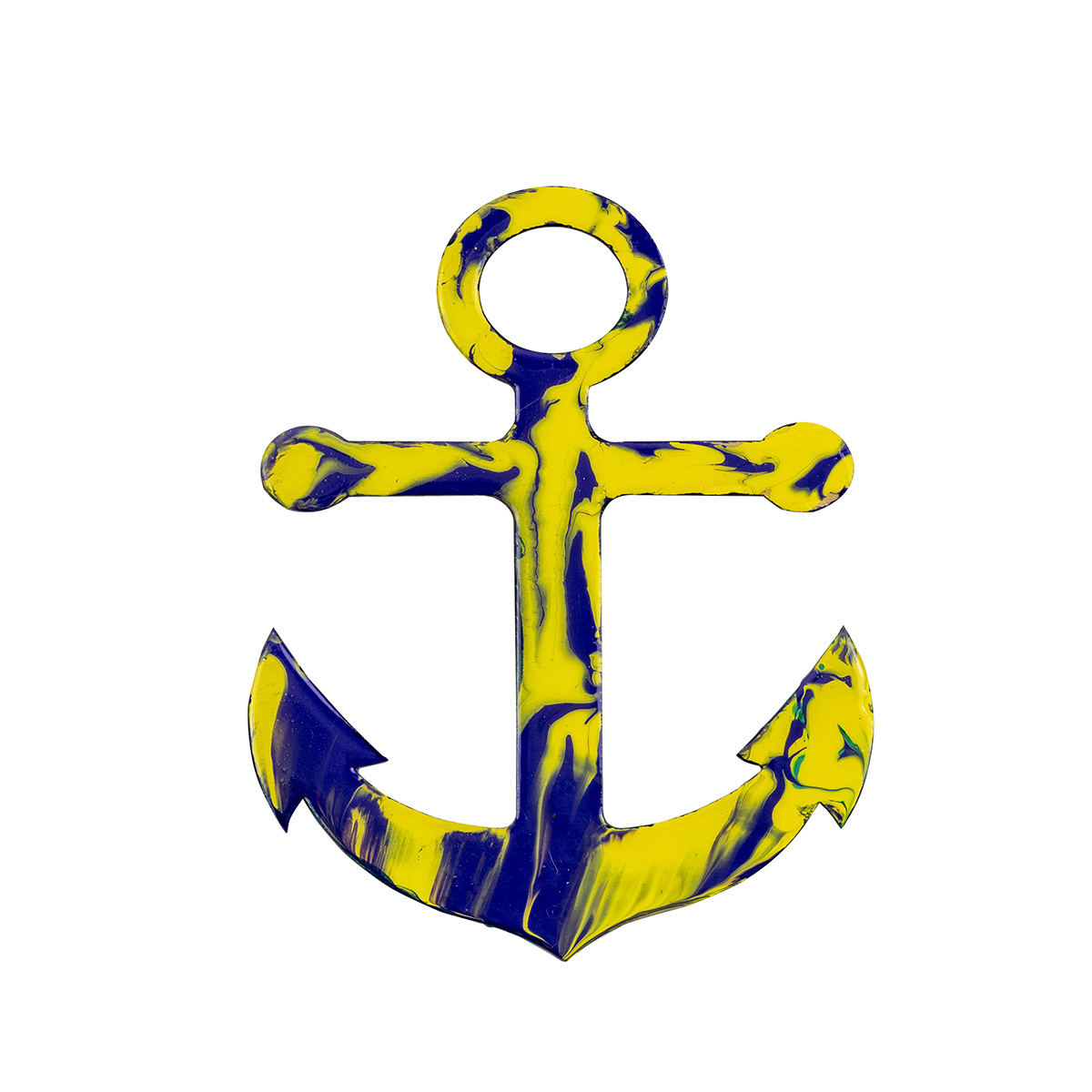Pirate's Treasure Resin Art Anchor Blue Yellow