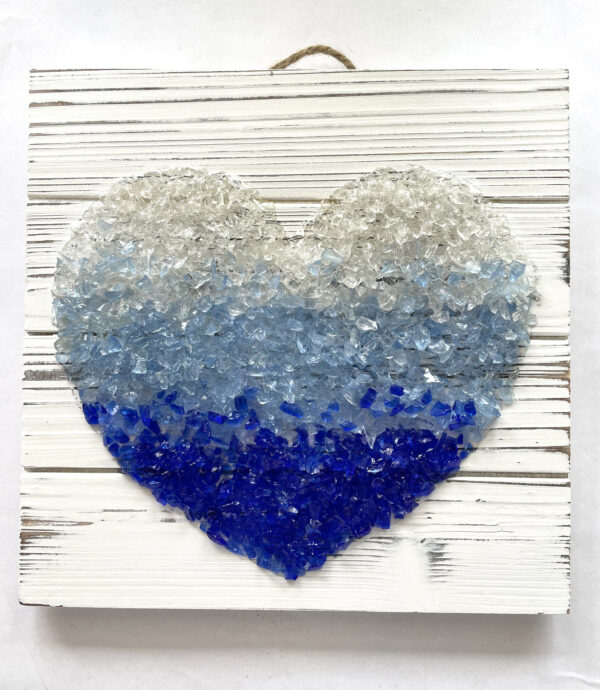 Pirates Treasure Sea Glass Art Fading Heart Blue