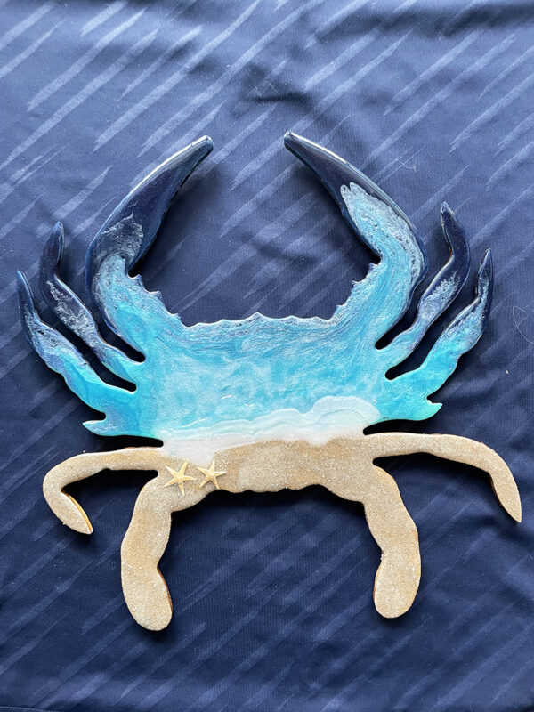 Pirate's Treasure Resin Art Blue Wave Crab