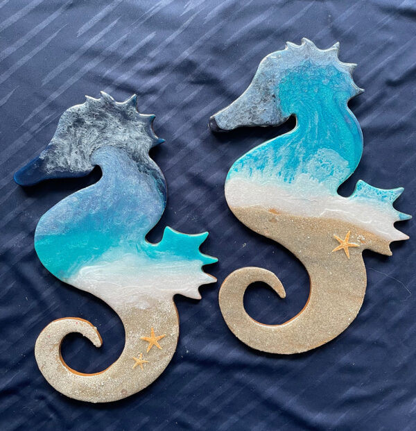 Pirate's Treasure Resin Art Blue Wave Seahorse